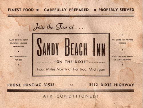 Sandy Beach Inn - Old Flyer Or Ad (newer photo)